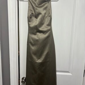 Vera Wang Green Maxi Sheath Dress with Halter Neckline for Cocktail